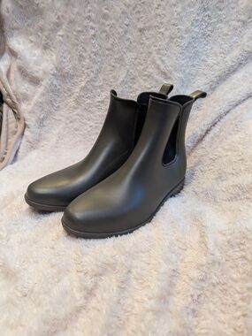 a new day Dark Green Chelsea Rain Ankle Boots for Women